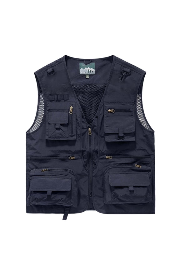 Men & Women's Outdoor Fishing Vest Work Safari Travel Photography Vests Family Matching Hiking Waistcoat Dark Blue