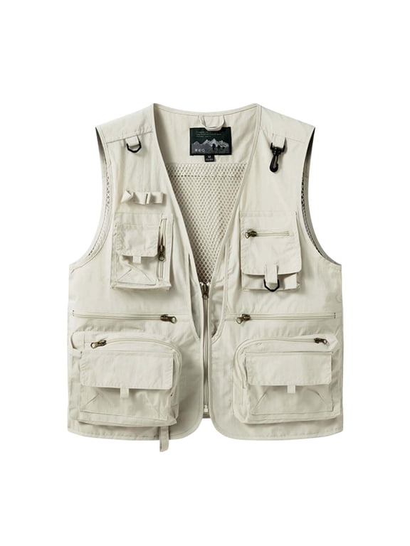 Men & Women's Outdoor Fishing Vest Work Safari Travel Photography Vests Family Matching Hiking Waistcoat White