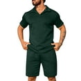 thumbnail image 1 of FRSASU Men's 2 Pieces Beach Outfit Set Short Sleeve Lapel Button Down Shirts Shorts Summer Casual Outfits Green, 1 of 6