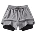 thumbnail image 1 of FRSASU Men's 2 in 1 Running Shorts Workout Basketball Short Swimming Trunks with Compression Liner Gray, 1 of 6