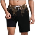 thumbnail image 1 of FRSASU Men's 2 in 1 Running Shorts with Liner Shorts Flames Graphic Goth Boyfriend Workout Bottoms Brown, 1 of 6