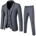 thumbnail image 1 of FRSASU Men's 3 Piece Suit Set , Single-Breasted Slim Fit Solid Jacket Vest Pants, Prom Party Wedding Business Suits for Men Gray, 1 of 8