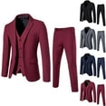 thumbnail image 1 of FRSASU Men's 3 Piece Suit Set , Single-Breasted Slim Fit Solid Jacket Vest Pants, Prom Party Wedding Business Suits for Men Wine, 1 of 9