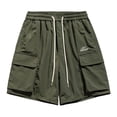 thumbnail image 1 of FRSASU Men's 5 Inch Linen Shorts Casual Elastic Waist Drawstring Surfing Quick-drying Summer Beach Shorts with Pocket Army Green, 1 of 3