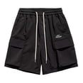 thumbnail image 1 of FRSASU Men's 5 Inch Linen Shorts Casual Elastic Waist Drawstring Surfing Quick-drying Summer Beach Shorts with Pocket Black, 1 of 3