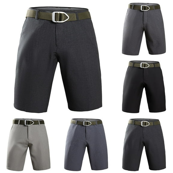 FRSASU Men's 9" Golf Dress Shorts with Expandable Waistband, Flat Front, Moisture-Wicking, Sun Protection, Stretch, Lightweight No Belt Size Small-5XL Silver