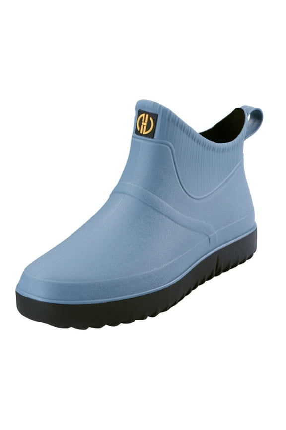 Men's Ankle Rain Boots Waterproof PVC Short Rubber Garden Boots On