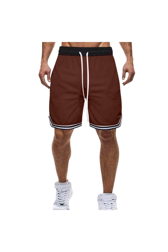 Men's Athletic Basketball Short Solid Performance Tech Loose-Fit Training Shorts with Drawstring Elastic Waist Wine