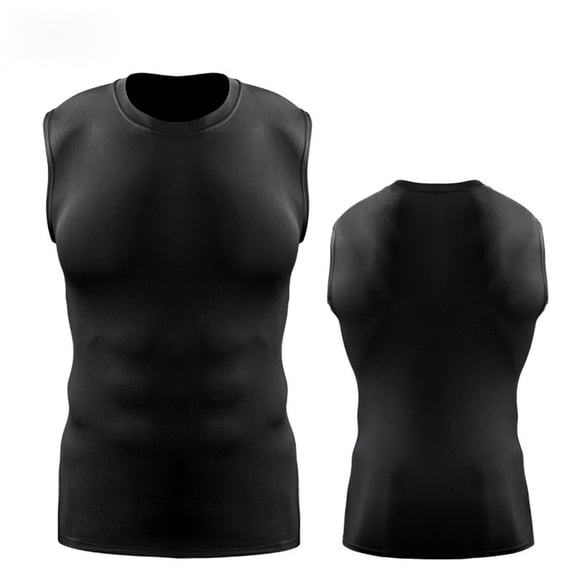 FRSASU Men's Athletic Compression Shirts Sleeveless Workout Tank Top Sports Base Layer Running Basketball Black