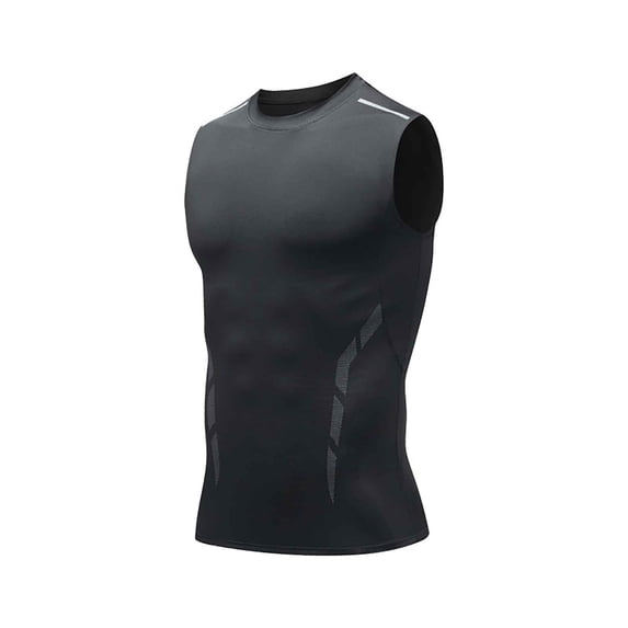 FRSASU Men's Athletic Compression Shirts Sleeveless Workout Tanks Base Layer Running Basketball Casual Sports Tops Black