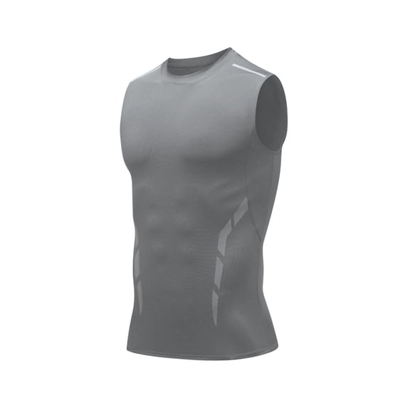 FRSASU Men's Athletic Compression Shirts Sleeveless Workout Tanks Base Layer Running Basketball Casual Sports Tops Gray