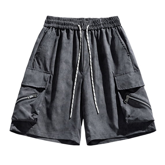 FRSASU Men's Athletic Hiking Shorts Water Resistant Quick-Dry Lightweight Outdoor Sweat Shorts with Zipper Pockets Gray