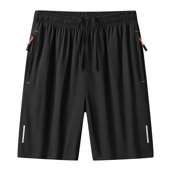 FRSASU Men's Athletic Shorts Running Quick Dry Workout Lightweight Gym Basketball Shorts with Zipper Pockets Black