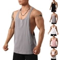 thumbnail image 1 of FRSASU Men's Athletic Summer Sleeveless Tee Shirts Low Cut Racerback Pullovers Workout Casual Tank Tops White, 1 of 7