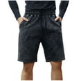 thumbnail image 1 of FRSASU Men's Athletic Sweat Shorts Acid Washed Cotton Elastic Waist Drawstring Gym Workout Jogger Pants with Pockets Black, 1 of 4