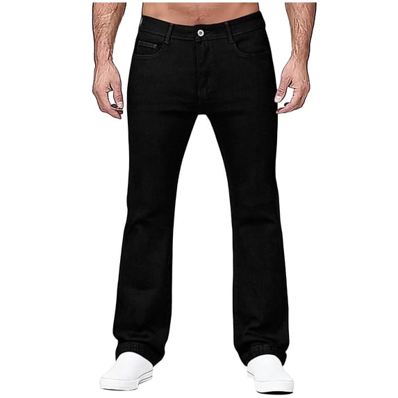 FRSASU Men's Baggy Hip Hop Jeans Wide Leg Skater Vintage Denim Pants Casual Loose Fit Long Trousers Y2K Streetwear Black