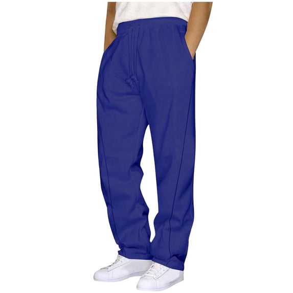 FRSASU Men's Baggy Sweatpants Wide Leg Lounge Sweat Pants with Pockets Blue