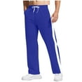 thumbnail image 1 of FRSASU Men's Baggy Sweatpants Wide Leg Side Striped Open Bottom Drawstring Sweatpants Blue, 1 of 7
