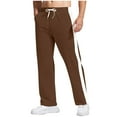thumbnail image 1 of FRSASU Men's Baggy Sweatpants Wide Leg Side Striped Open Bottom Drawstring Sweatpants Brown, 1 of 7