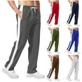 thumbnail image 1 of FRSASU Men's Baggy Sweatpants Wide Leg Side Striped Open Bottom Drawstring Sweatpants Red, 1 of 7
