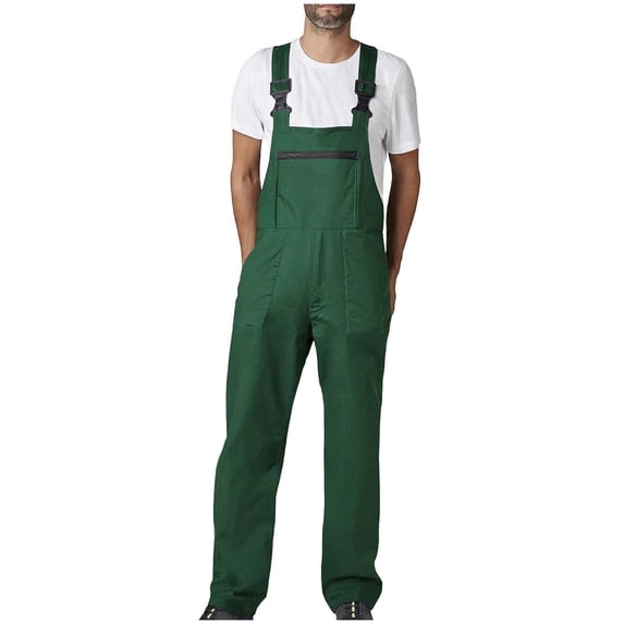FRSASU Men's Bib Overalls Sturdy Canvas Work Overalls with Adjustable Straps and Convenient Tool Pockets Green