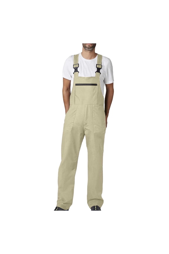 Men's Bib Overalls Sturdy Canvas Work Overalls with Adjustable Straps and Convenient Tool Pockets Khaki