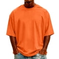 thumbnail image 1 of FRSASU Men's Big and Tall Shirts Cotton Crew Neck Tops Short Sleeve Oversized Pullovers Casual Loose Tops Solid Color Tee Orange, 1 of 5