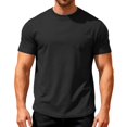thumbnail image 1 of FRSASU Men's Big and Tall Shirts Waffle Crew Neck Short Sleeve Shirts Plus Size Pullover Casual Curved Hem Knit Tops with Pocket Black, 1 of 4