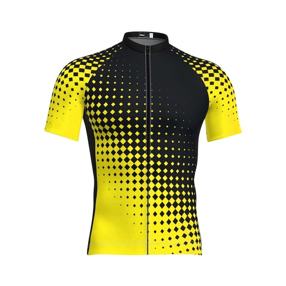 FRSASU Men's Bike Cycling T-Shirt Summer Short Sleeve Casual Full Zipper Bicycle Sport Cyclist Tees Yellow-I