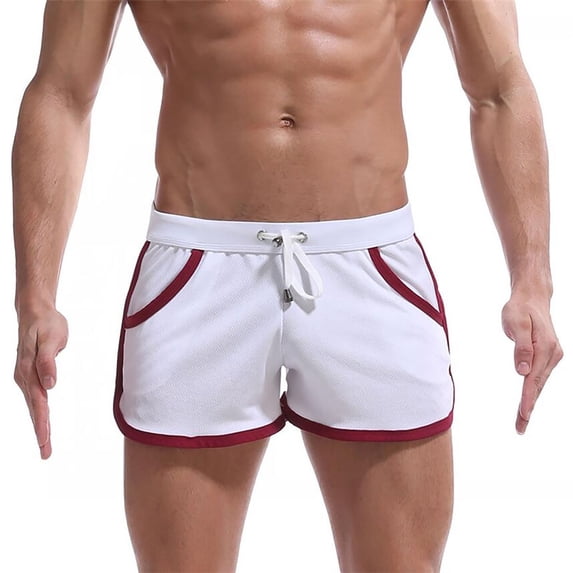 FRSASU Men's Bodybuilding Shorts 3 Inch Inseam Drawstring Cotton Gym Running Workout Athletic Sweatshorts White