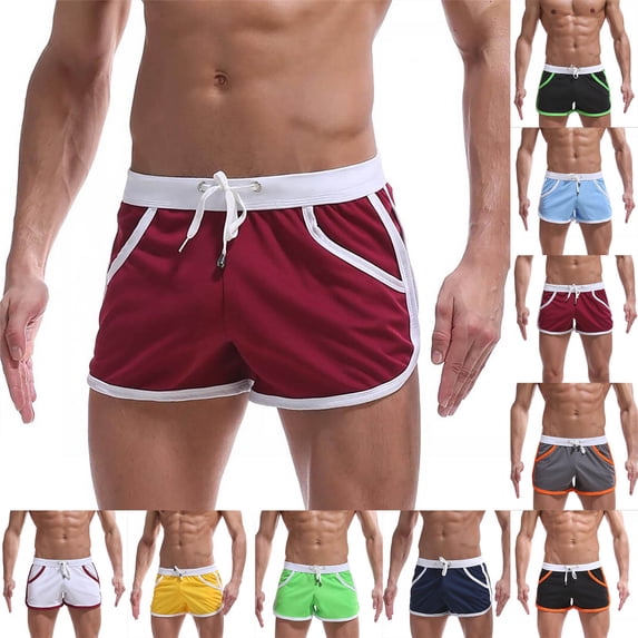 FRSASU Men's Bodybuilding Shorts 3 Inch Inseam Drawstring Cotton Gym Running Workout Athletic Sweatshorts Yellow