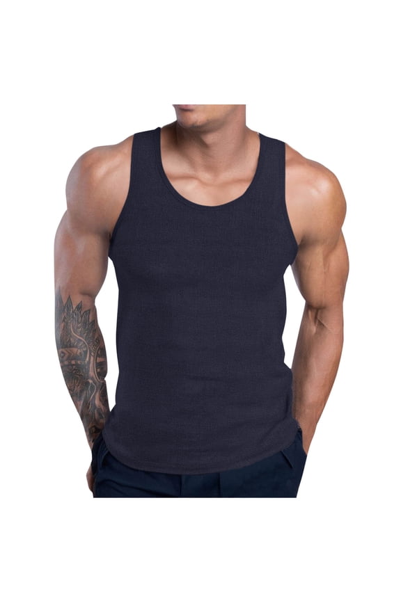 Men's Bodybuilding Stringer Tank Tops Y-Back Gym Fitness Workout Training Running T-Shirts Athletic Quick Dry Top Black