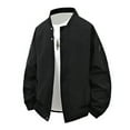 thumbnail image 1 of FRSASU Men's Bomber Jacket Lightweight Casual Windbreaker Spring Fall Zip up Flight Coat with Pocket Black, 1 of 8
