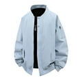 thumbnail image 1 of FRSASU Men's Bomber Jacket Lightweight Casual Windbreaker Spring Fall Zip up Flight Coat with Pocket Blue, 1 of 3