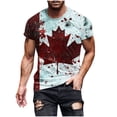 thumbnail image 1 of FRSASU Men's Canada Flag Print T-Shirt Maple Leaf Graphic Canadian Pride Patriotic Short Sleeve Crew Neck T-shirts Wine-C, 1 of 5