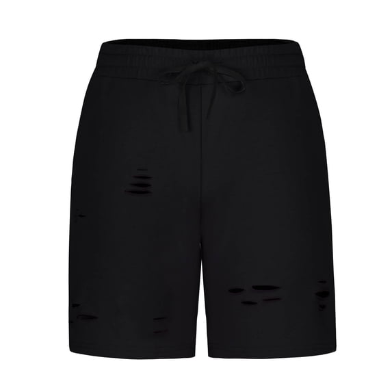 FRSASU Men's Capri Sweat Shorts Hip Hop Solid Below Knee Loose Basketball Athletic Shorts with Pockets Black