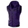 thumbnail image 1 of FRSASU Men's Cardigan Pocket Hooded Pure Color T-shirt Sleeveless Top Blouse Purple XXXXXL, 1 of 2