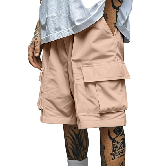 FRSASU Men's Cargo Hiking Shorts with Multi Pockets Lightweight Outdoor Work Athletic Travel Casual Running Short for Men Khaki