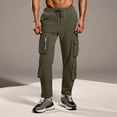 thumbnail image 1 of FRSASU Men's Cargo Pants Casual Straight Leg Sweatpants Drawstring Elastic Waist Men Pants with multiple Pockets Hiking Pants Army Green, 1 of 6