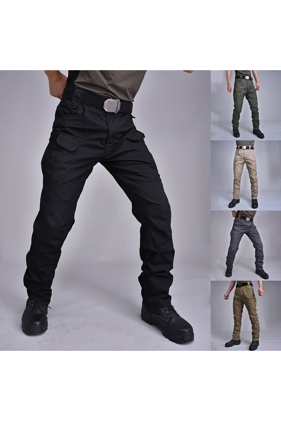 Men's Cargo Pants Cotton Ripstop Outdoor Adventure Wear Resistant Casual Hiking Work Pants with Multi Pockets(No Belt) Green