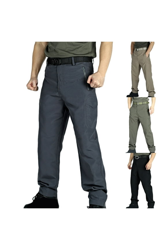 Men's Cargo Pants Lightweight Quick Dry Fit Stretch Water Resistant Hiking Tactical Multi Pockets Work Pants Khaki