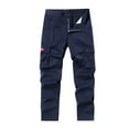 thumbnail image 1 of FRSASU Men's Cargo Pants Straight Stretch Work Hiking Pants with Pockets Dark Blue, 1 of 8