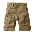 thumbnail image 1 of FRSASU Men's Cargo Shorts Lace-up Elastic Waist Pocket Exercise Fitness Home Half Shorts Pants Khaki XXL, 1 of 3