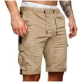 thumbnail image 1 of FRSASU Men's Cargo Shorts Workwear Shorts Men's Spliced Solid Color Shorts Casual Sports Loose Shorts Khaki S, 1 of 8