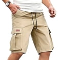 thumbnail image 1 of FRSASU Men's Cargo Shorts Drawstring Stretch Elastic Waist Casual Work Short with Multi Pockets Khaki, 1 of 5