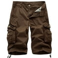 thumbnail image 1 of FRSASU Men's Cargo Shorts Elastic Waist Button Summer Casual Cotton Big & Tall Relaxed Fit Work Shorts Coffee, 1 of 3