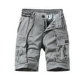 thumbnail image 1 of FRSASU Men's Cargo Shorts Elastic Waist Drawstring Relaxed Fit with Zipper Front& Multi-Pocket Outdoor Cargo Shorts Gray, 1 of 9