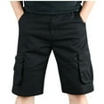 thumbnail image 1 of FRSASU Men's Cargo Shorts Elastic Waistband Drawstring Summer Casual Cotton Big & Tall Relaxed Fit Work Shorts Black, 1 of 7