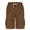 thumbnail image 1 of FRSASU Men's Cargo Shorts Elastic Waistband Drawstring Summer Casual Cotton Big & Tall Relaxed Fit Work Shorts Brown, 1 of 5