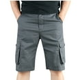 thumbnail image 1 of FRSASU Men's Cargo Shorts Elastic Waistband Drawstring Summer Casual Cotton Big & Tall Relaxed Fit Work Shorts Gray, 1 of 6